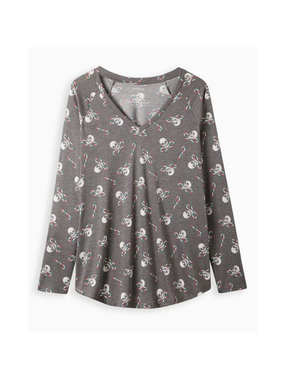 TORRID 5X SKULL CANDY GREYRAGLAN TOP